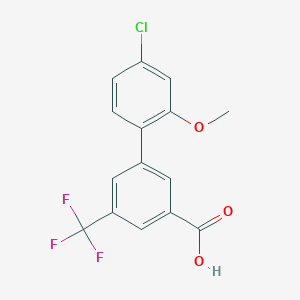 molecular formula C15H10ClF3O3 B6406903 3-(4-Chloro-2-methoxyphenyl)-5-trifluoromethylbenzoic acid, 95% CAS No. 1261898-41-2