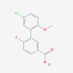 molecular formula C14H10ClFO3 B6406934 3-(5-Chloro-2-methoxyphenyl)-4-fluorobenzoic acid, 95% CAS No. 376593-43-0
