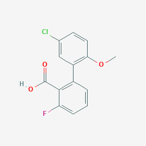 molecular formula C14H10ClFO3 B6406950 2-(5-Chloro-2-methoxyphenyl)-6-fluorobenzoic acid, 95% CAS No. 1261912-06-4
