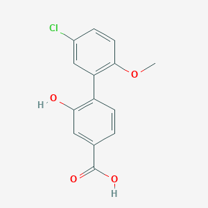 molecular formula C14H11ClO4 B6406958 4-(5-Chloro-2-methoxyphenyl)-3-hydroxybenzoic acid, 95% CAS No. 1261943-70-7