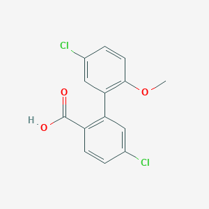 molecular formula C14H10Cl2O3 B6406980 4-Chloro-2-(5-chloro-2-methoxyphenyl)benzoic acid, 95% CAS No. 1261954-45-3