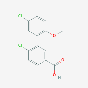 molecular formula C14H10Cl2O3 B6406995 4-Chloro-3-(5-chloro-2-methoxyphenyl)benzoic acid, 95% CAS No. 1261981-01-4