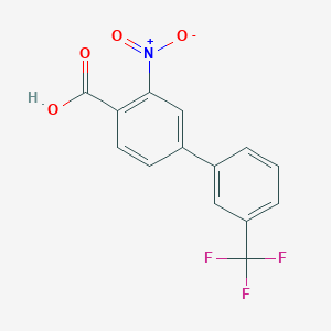 molecular formula C14H8F3NO4 B6407151 2-Nitro-4-(3-trifluoromethylphenyl)benzoic acid, 95% CAS No. 1237091-65-4