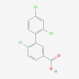 molecular formula C13H7Cl3O2 B6407387 4-Chloro-3-(2,4-dichlorophenyl)benzoic acid, 95% CAS No. 1262002-49-2