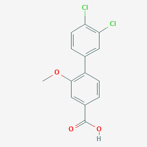 molecular formula C14H10Cl2O3 B6407493 4-(3,4-Dichlorophenyl)-3-methoxybenzoic acid, 95% CAS No. 1261930-77-1
