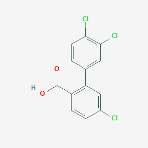 molecular formula C13H7Cl3O2 B6407515 4-Chloro-2-(3,4-dichlorophenyl)benzoic acid, 95% CAS No. 1261981-40-1