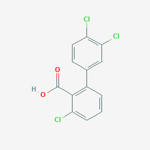 molecular formula C13H7Cl3O2 B6407542 6-Chloro-2-(3,4-dichlorophenyl)benzoic acid, 95% CAS No. 1261907-07-6