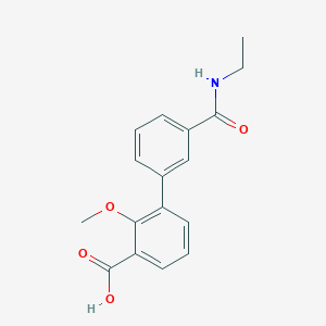 molecular formula C17H17NO4 B6407975 3-[3-(N-Ethylaminocarbonyl)phenyl]-2-methoxybenzoic acid, 95% CAS No. 1261985-56-1