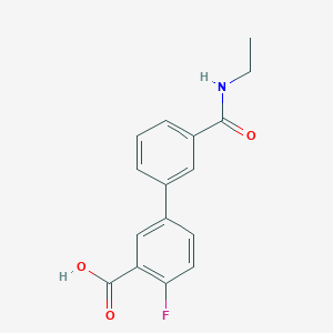 molecular formula C16H14FNO3 B6407978 5-[3-(N-Ethylaminocarbonyl)phenyl]-2-fluorobenzoic acid, 95% CAS No. 1262002-72-1