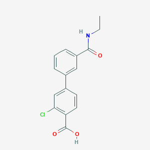 molecular formula C16H14ClNO3 B6407993 2-Chloro-4-[3-(N-ethylaminocarbonyl)phenyl]benzoic acid, 95% CAS No. 1261985-80-1