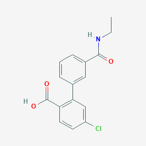molecular formula C16H14ClNO3 B6408023 4-Chloro-2-[3-(N-ethylaminocarbonyl)phenyl]benzoic acid, 95% CAS No. 1262002-76-5