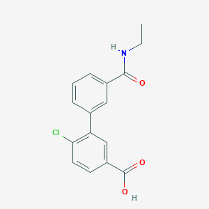 molecular formula C16H14ClNO3 B6408060 4-Chloro-3-[3-(N-ethylaminocarbonyl)phenyl]benzoic acid, 95% CAS No. 1262002-80-1