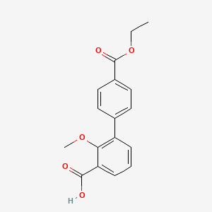 molecular formula C17H16O5 B6408111 3-(4-Ethoxycarbonylphenyl)-2-methoxybenzoic acid, 95% CAS No. 1261916-05-5