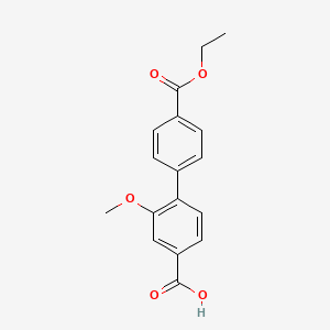 molecular formula C17H16O5 B6408122 4-(4-Ethoxycarbonylphenyl)-3-methoxybenzoic acid, 95% CAS No. 1261993-18-3