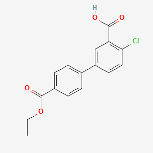 molecular formula C16H13ClO4 B6408171 2-Chloro-5-(4-ethoxycarbonylphenyl)benzoic acid, 95% CAS No. 1261994-55-1
