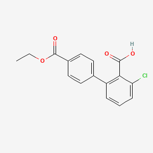 molecular formula C16H13ClO4 B6408212 6-Chloro-2-(4-ethoxycarbonylphenyl)benzoic acid, 95% CAS No. 1261916-20-4