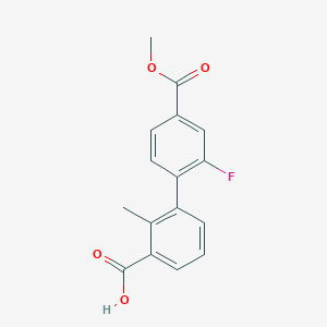 molecular formula C16H13FO4 B6408221 3-(2-Fluoro-4-methoxycarbonylphenyl)-2-methylbenzoic acid, 95% CAS No. 1261982-19-7