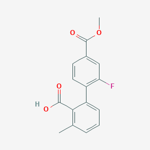 molecular formula C16H13FO4 B6408233 2-(2-Fluoro-4-methoxycarbonylphenyl)-6-methylbenzoic acid, 95% CAS No. 1261982-15-3