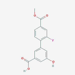 molecular formula C15H11FO5 B6408238 3-(2-Fluoro-4-methoxycarbonylphenyl)-5-hydroxybenzoic acid, 95% CAS No. 1261994-84-6