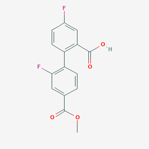 molecular formula C15H10F2O4 B6408247 5-Fluoro-2-(2-fluoro-4-methoxycarbonylphenyl)benzoic acid, 95% CAS No. 1261986-45-1