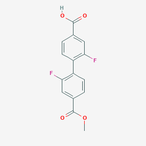 molecular formula C15H10F2O4 B6408248 3-Fluoro-4-(2-fluoro-4-methoxycarbonylphenyl)benzoic acid, 95% CAS No. 1261908-97-7