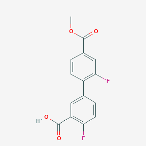 molecular formula C15H10F2O4 B6408256 2-Fluoro-5-(2-fluoro-4-methoxycarbonylphenyl)benzoic acid, 95% CAS No. 1261982-29-9