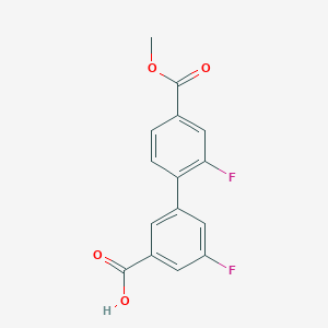 molecular formula C15H10F2O4 B6408263 5-Fluoro-3-(2-fluoro-4-methoxycarbonylphenyl)benzoic acid, 95% CAS No. 1262010-13-8