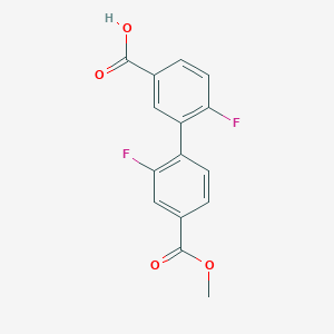 molecular formula C15H10F2O4 B6408267 4-Fluoro-3-(2-fluoro-4-methoxycarbonylphenyl)benzoic acid, 95% CAS No. 1261986-51-9