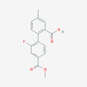 molecular formula C16H13FO4 B6408268 2-(2-Fluoro-4-methoxycarbonylphenyl)-5-methylbenzoic acid, 95% CAS No. 1261993-23-0