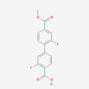 molecular formula C15H10F2O4 B6408276 2-Fluoro-4-(2-fluoro-4-methoxycarbonylphenyl)benzoic acid, 95% CAS No. 1261993-27-4