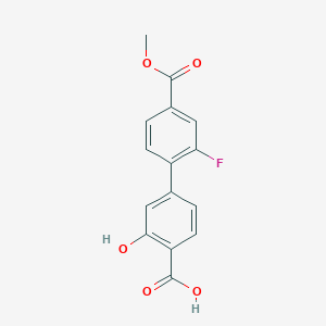 molecular formula C15H11FO5 B6408282 4-(2-Fluoro-4-methoxycarbonylphenyl)-2-hydroxybenzoic acid, 95% CAS No. 1261908-92-2