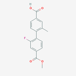molecular formula C16H13FO4 B6408291 4-(2-Fluoro-4-methoxycarbonylphenyl)-3-methylbenzoic acid, 95% CAS No. 1261914-35-5