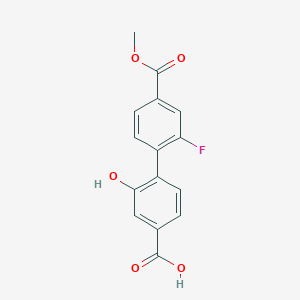 molecular formula C15H11FO5 B6408294 4-(2-Fluoro-4-methoxycarbonylphenyl)-3-hydroxybenzoic acid, 95% CAS No. 1261914-41-3