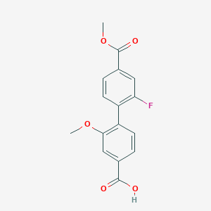 molecular formula C16H13FO5 B6408298 4-(2-Fluoro-4-methoxycarbonylphenyl)-3-methoxybenzoic acid, 95% CAS No. 1261909-02-7