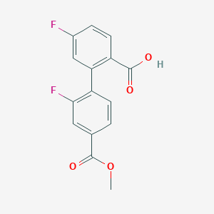 molecular formula C15H10F2O4 B6408301 4-Fluoro-2-(2-fluoro-4-methoxycarbonylphenyl)benzoic acid, 95% CAS No. 1261982-22-2