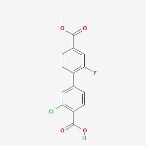 2-Chloro-4-(2-fluoro-4-methoxycarbonylphenyl)benzoic acid, 95%