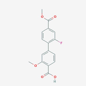 molecular formula C16H13FO5 B6408319 4-(2-Fluoro-4-methoxycarbonylphenyl)-2-methoxybenzoic acid, 95% CAS No. 1261931-12-7