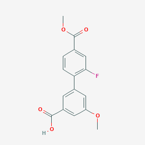 molecular formula C16H13FO5 B6408321 3-(2-Fluoro-4-methoxycarbonylphenyl)-5-methoxybenzoic acid, 95% CAS No. 1261986-59-7