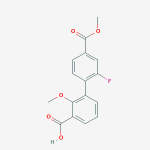 molecular formula C16H13FO5 B6408324 3-(2-Fluoro-4-methoxycarbonylphenyl)-2-methoxybenzoic acid, 95% CAS No. 1261940-10-6
