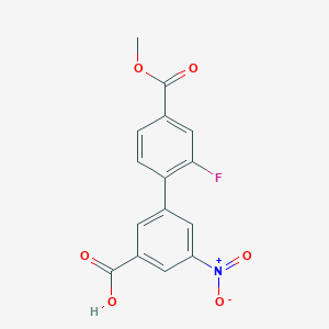 molecular formula C15H10FNO6 B6408330 3-(2-Fluoro-4-methoxycarbonylphenyl)-5-nitrobenzoic acid, 95% CAS No. 1261966-32-8