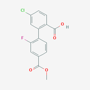 molecular formula C15H10ClFO4 B6408336 4-Chloro-2-(2-fluoro-4-methoxycarbonylphenyl)benzoic acid, 95% CAS No. 1261905-27-4