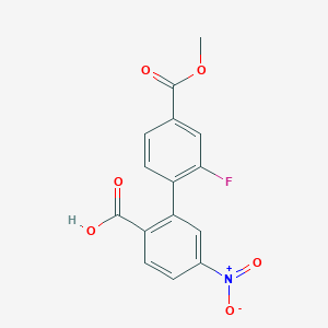 molecular formula C15H10FNO6 B6408344 2-(2-Fluoro-4-methoxycarbonylphenyl)-4-nitrobenzoic acid, 95% CAS No. 1261905-32-1