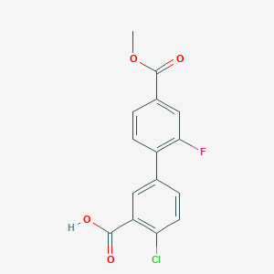 molecular formula C15H10ClFO4 B6408351 2-Chloro-5-(2-fluoro-4-methoxycarbonylphenyl)benzoic acid, 95% CAS No. 1261909-06-1