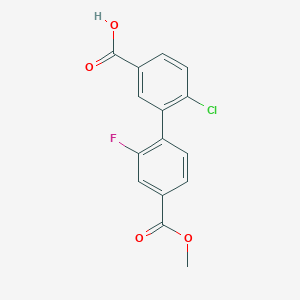 molecular formula C15H10ClFO4 B6408361 4-Chloro-3-(2-fluoro-4-methoxycarbonylphenyl)benzoic acid, 95% CAS No. 1261914-50-4