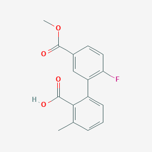 molecular formula C16H13FO4 B6408368 2-(2-Fluoro-5-methoxycarbonylphenyl)-6-methylbenzoic acid, 95% CAS No. 1261940-20-8