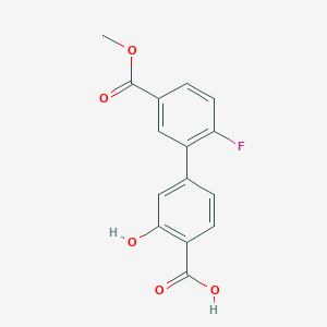 molecular formula C15H11FO5 B6408372 4-(2-Fluoro-5-methoxycarbonylphenyl)-2-hydroxybenzoic acid, 95% CAS No. 1261916-54-4