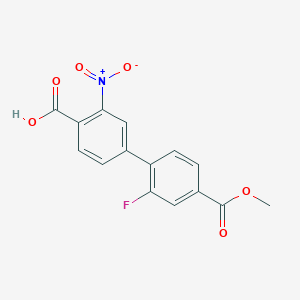 4-(2-Fluoro-4-methoxycarbonylphenyl)-2-nitrobenzoic acid, 95%