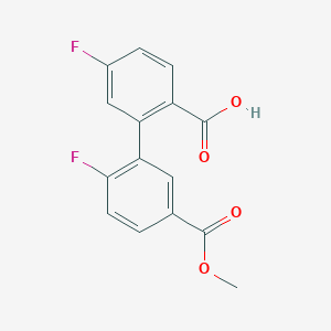 molecular formula C15H10F2O4 B6408389 4-Fluoro-2-(2-fluoro-5-methoxycarbonylphenyl)benzoic acid, 95% CAS No. 1261970-77-7