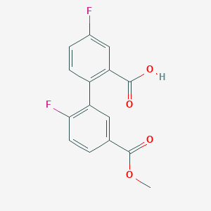 molecular formula C15H10F2O4 B6408413 5-Fluoro-2-(2-fluoro-5-methoxycarbonylphenyl)benzoic acid, 95% CAS No. 1261940-29-7