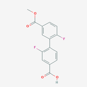 molecular formula C15H10F2O4 B6408421 3-Fluoro-4-(2-fluoro-5-methoxycarbonylphenyl)benzoic acid, 95% CAS No. 1261898-51-4